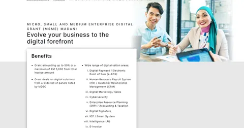 Tangkapan skrin halaman MSME Digital Grant MADANI di laman web BSN