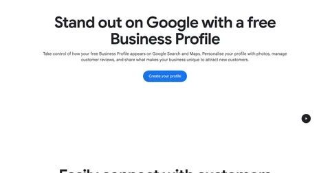 Tangkapan skrin halaman pendaftaran Google Business Profile