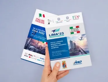 Italian Pavilion LIMA'23 exhibition brochure for the Italian Trade Agency, designed by O2O Creative