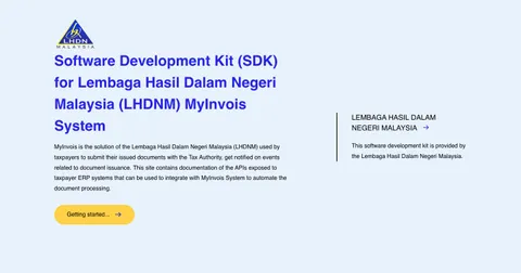 Tangkapan skrin laman dokumentasi SDK MyInvois LHDN